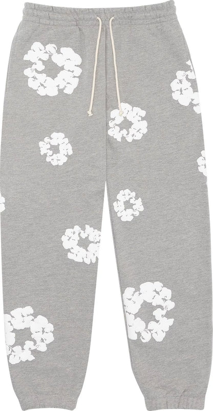 Grey Cotton Wreath Sweatpants