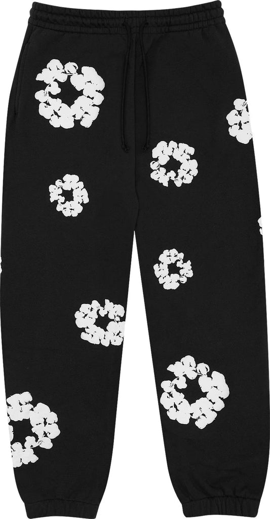 Black Cotton Wreath Sweatpants