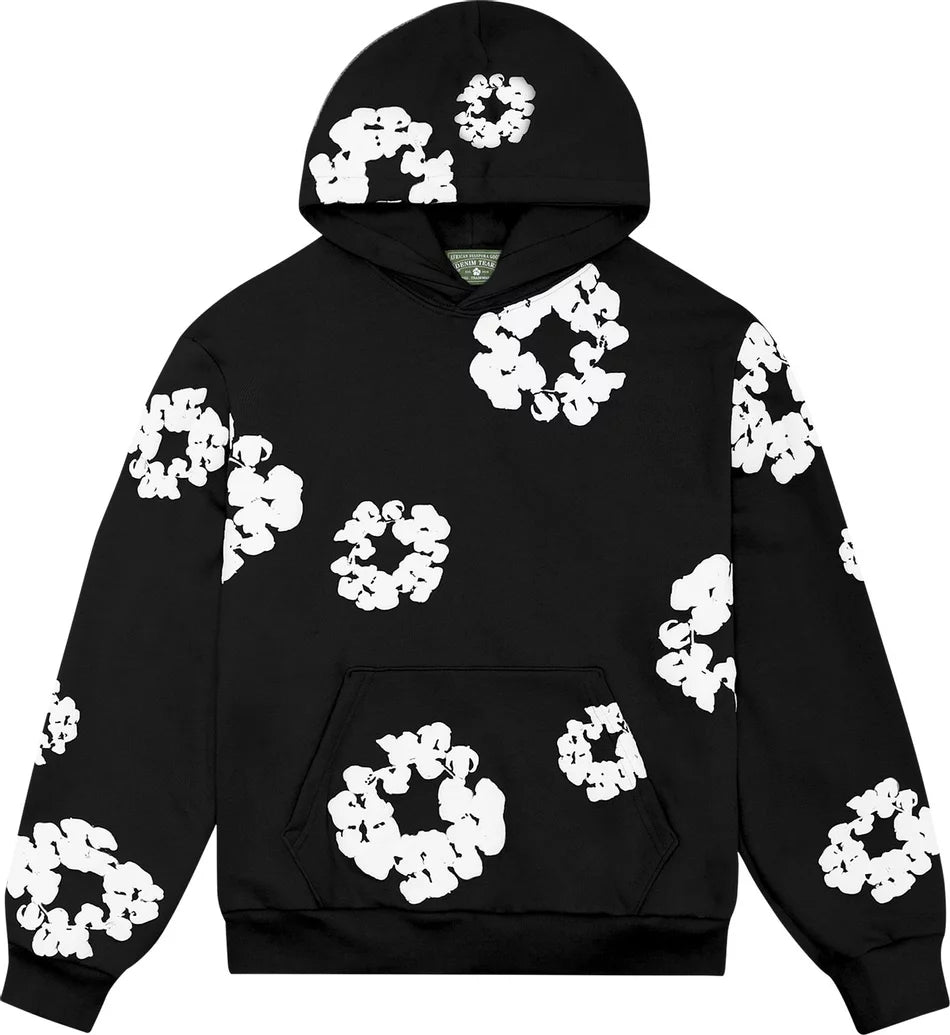 Half Black Cotton Wreath Hoodie