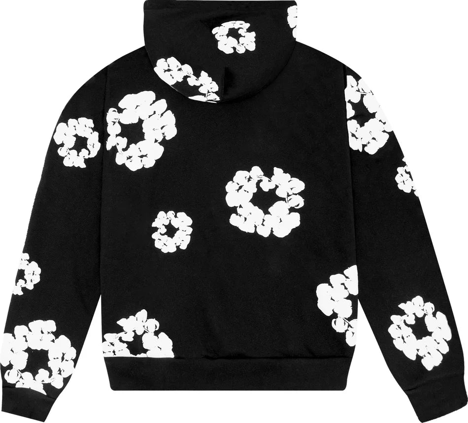 Half Black Cotton Wreath Hoodie