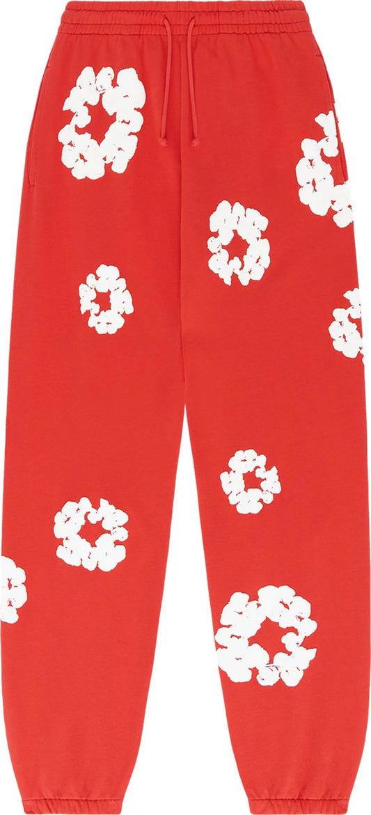 Red Cotton Wreath Sweatpants