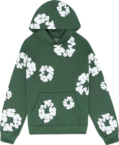 Green Cotton Wreath Hoodie