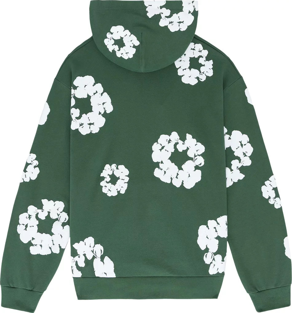 Green Cotton Wreath Hoodie