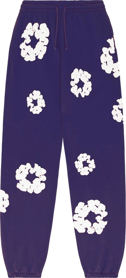 Purple Cotton Wreath Sweatpants