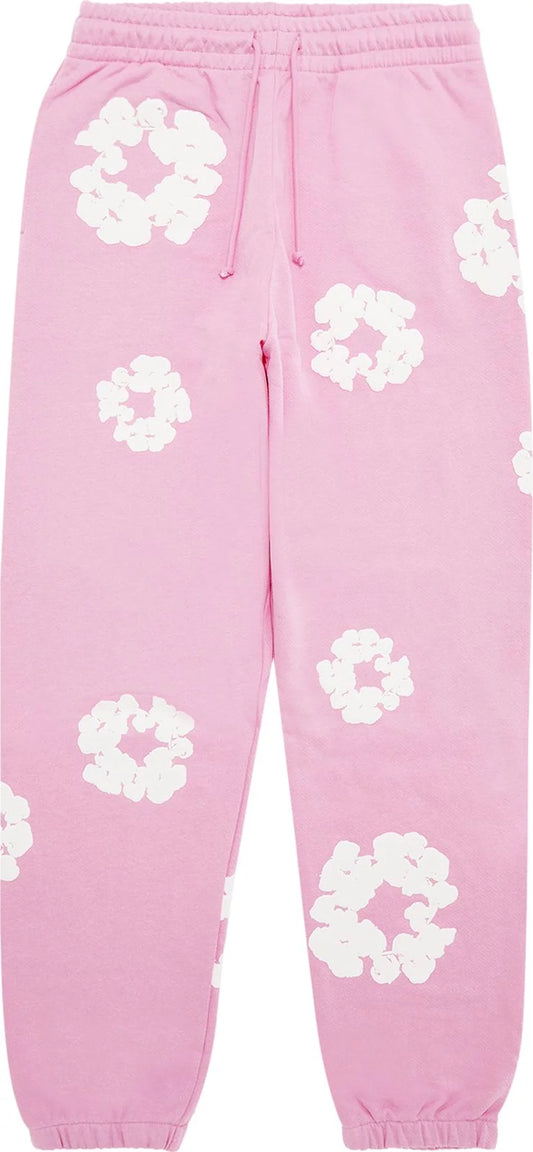 Pink Cotton Wreath Sweatpants