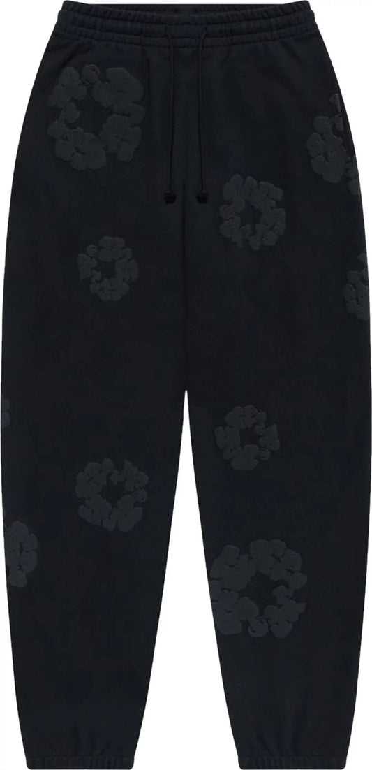 Black Cotton Wreath Sweatpants